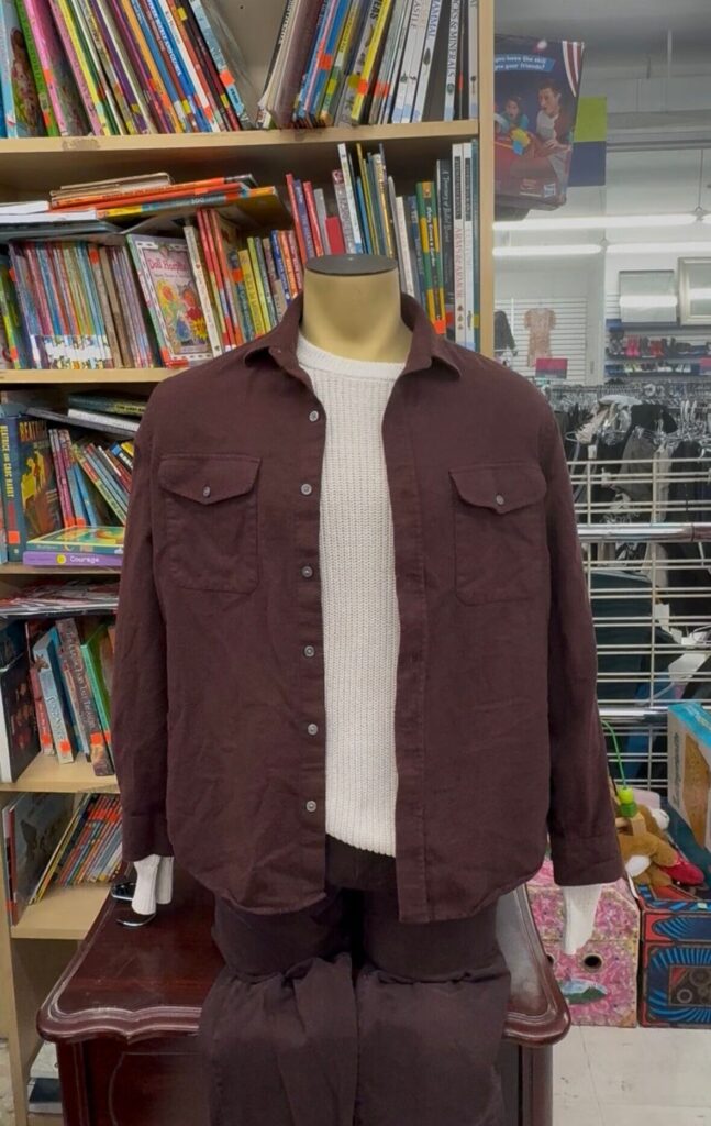back to school red long sleeve and white shirt on a mannequin body