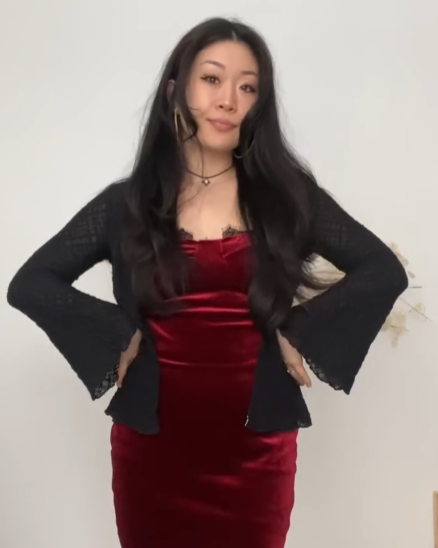 Anna in red dress
