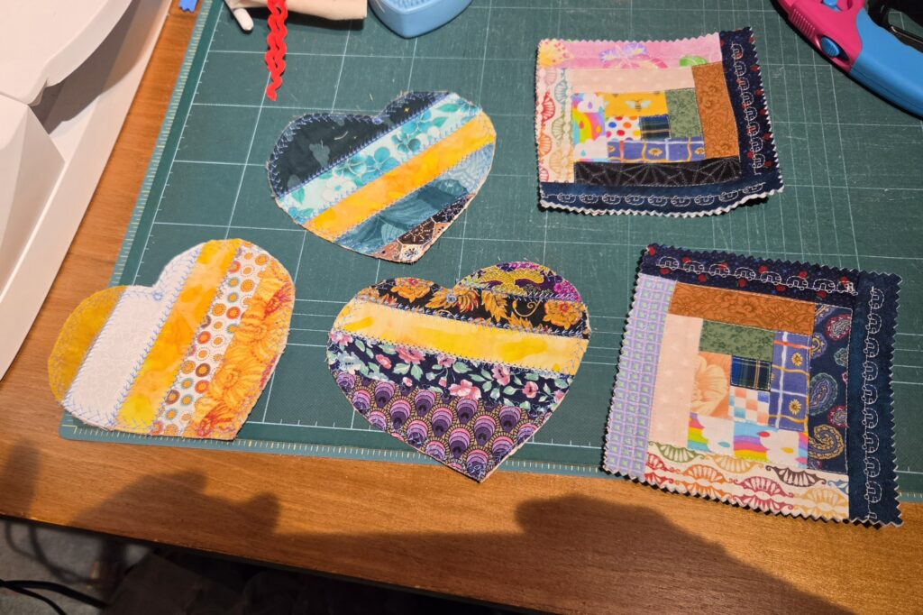 Bonnie Richards Quilted squares and hearts with different patterns